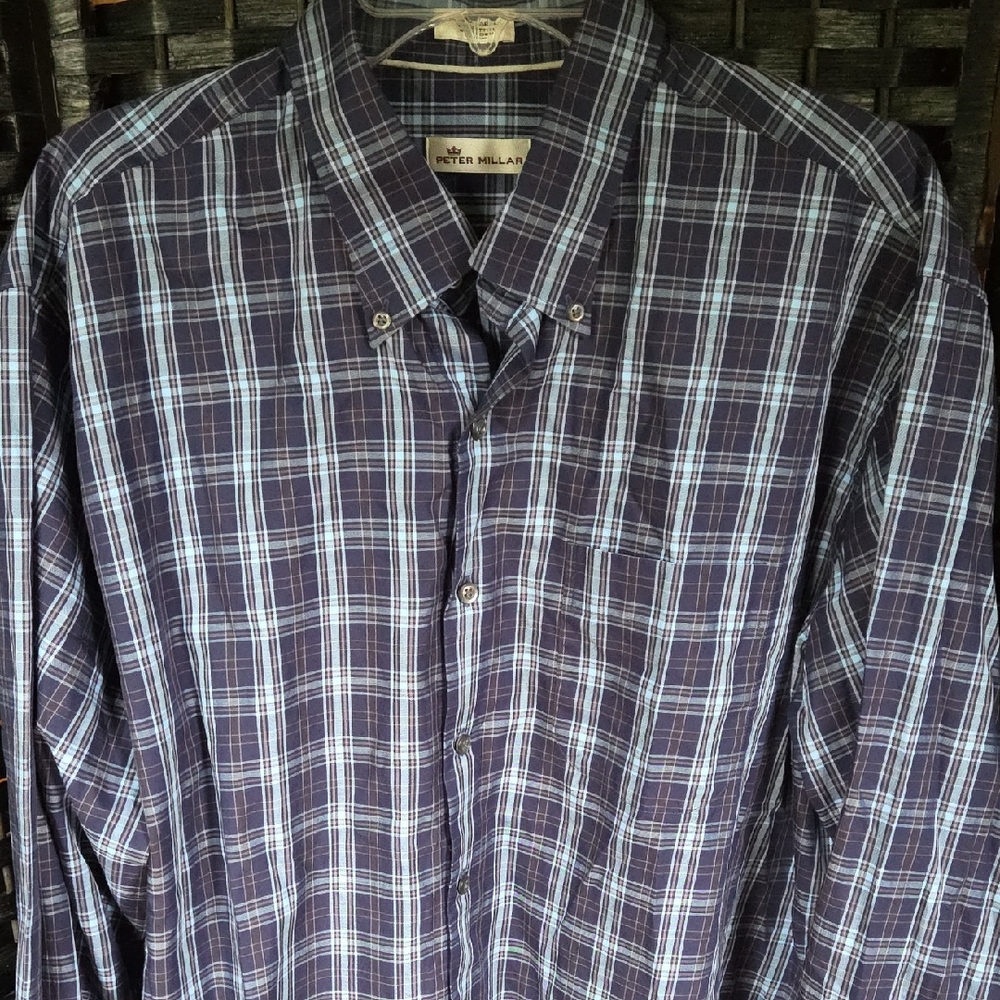 Peter Millar Blue Casual Button Down Shirt X Large